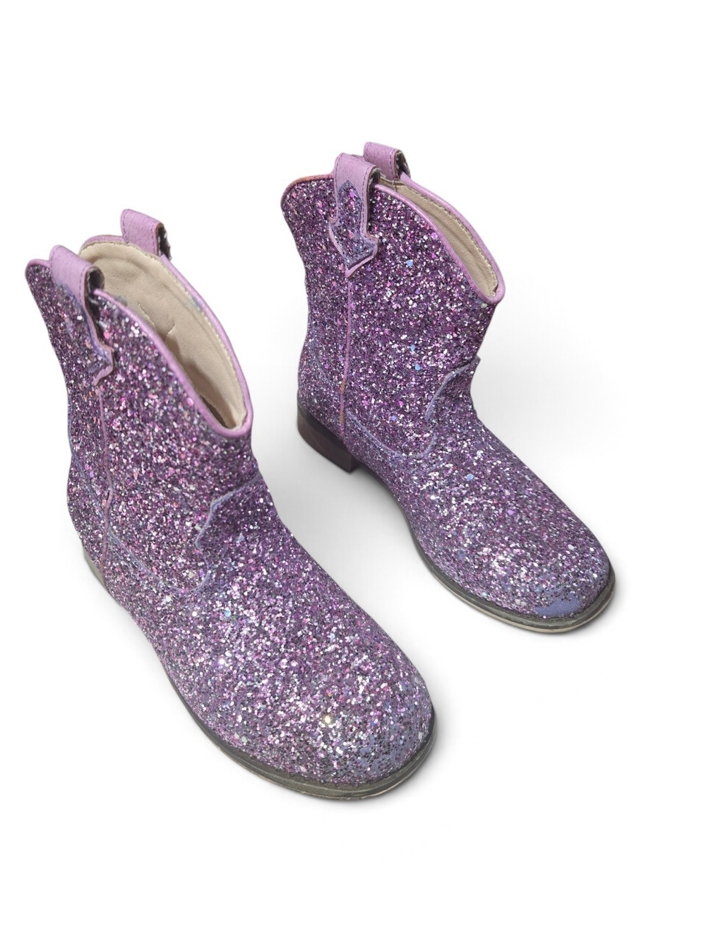 Girls' Purple Glitter Pull-On Cowboy Boots